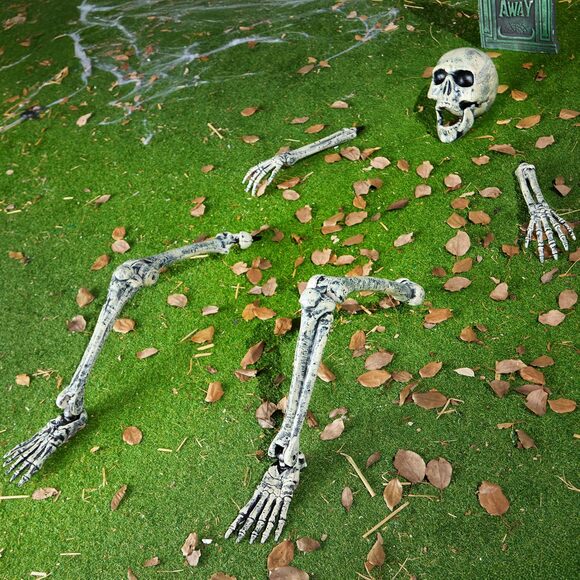 Halloween Skeleton Yard Stakes 5 Pack Life Size Groundbreaker Skulls Décor - Picture 8 of 8